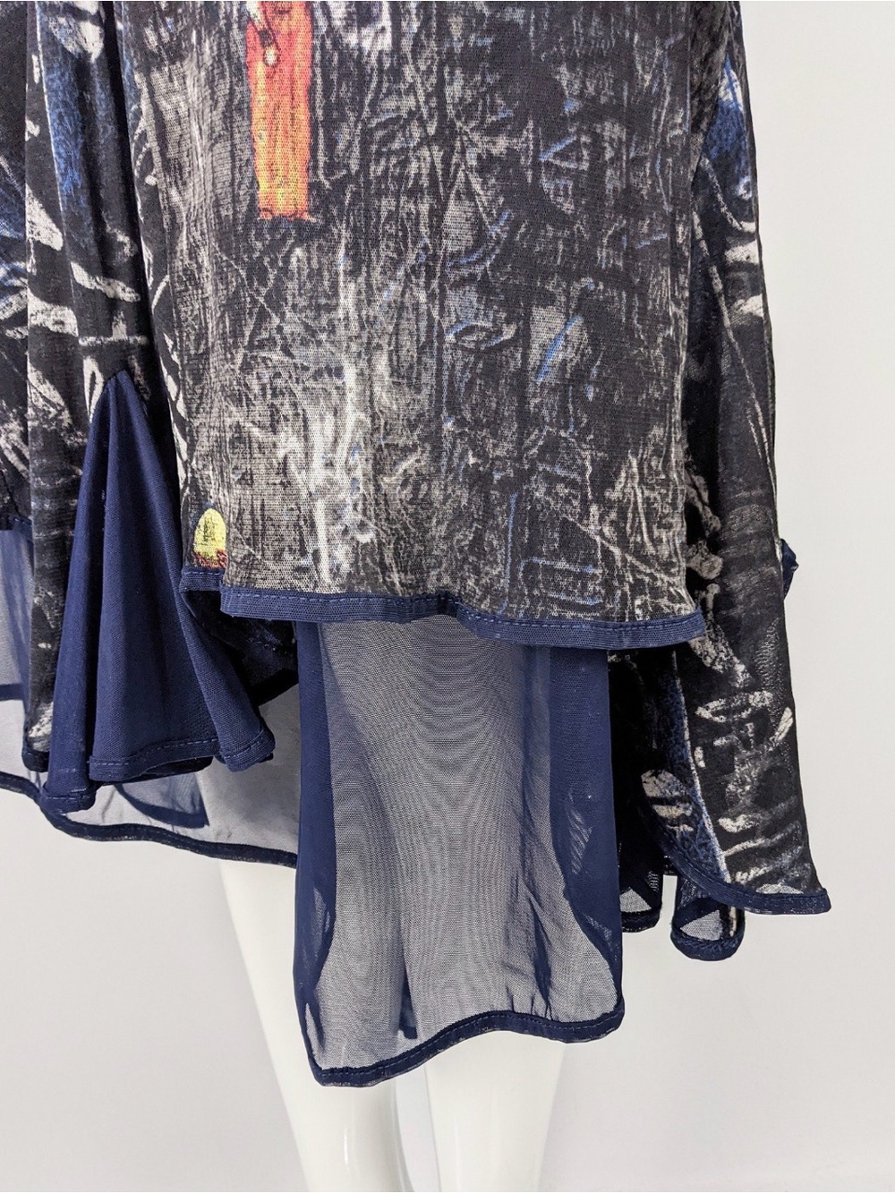 Save the Queen! Italian Mesh Dress Egyptian Hieroglyphic Print Asymmetrical Hem - Picture 6 of 11